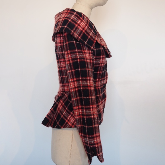 L.A.M.B. Wool/Cotton Plaid Jacket with Wide Collar - Picture 6 of 7